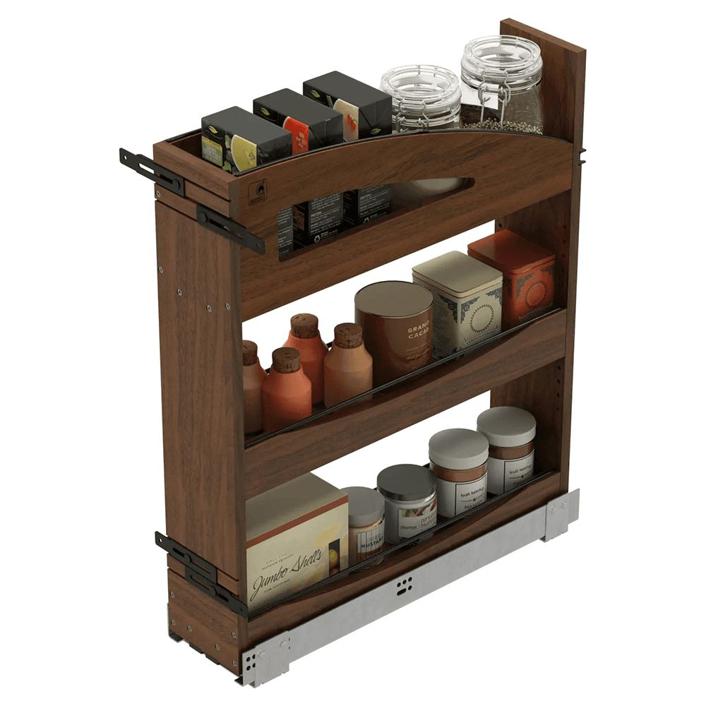 5" Craftsman Base Cabinet Pullout Organizer with Black Accents for 9" Base Cabinets, Dark Brown Alt 7 - Image