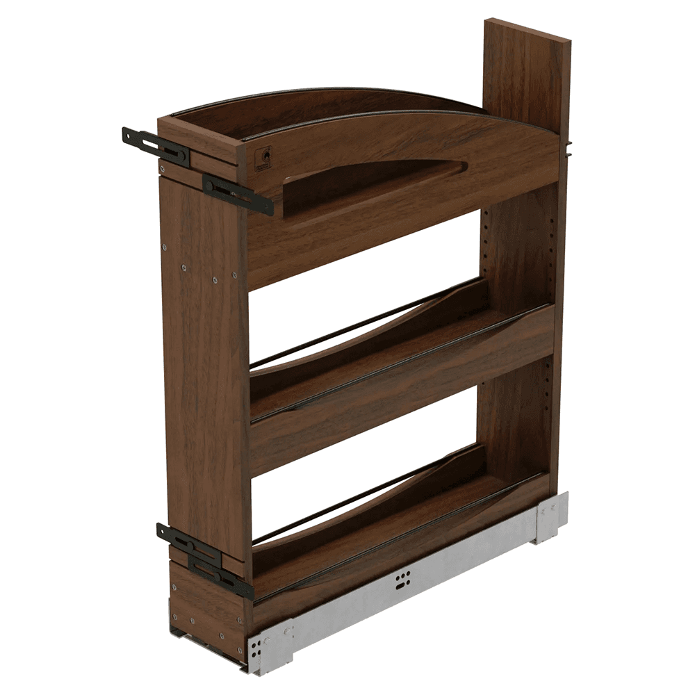 5" Craftsman Base Cabinet Pullout Organizer with Black Accents for 9" Base Cabinets, Dark Brown Main - Image