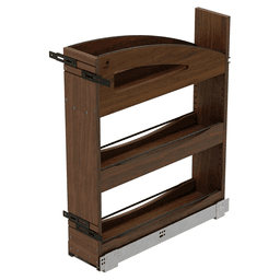 5" Craftsman Base Cabinet Pullout Organizer with Black Accents for 9" Base Cabinets, Dark Brown Main - Image