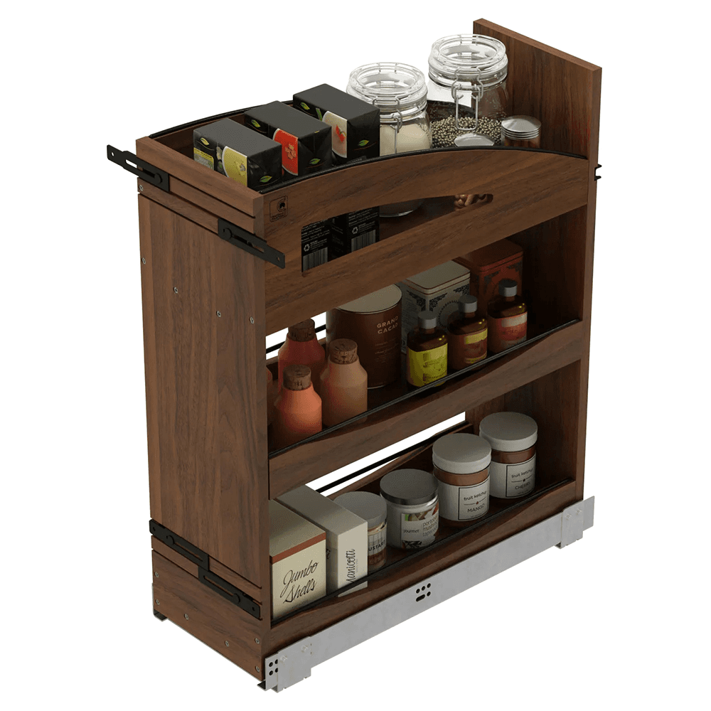 8" Craftsman Base Cabinet Pullout Organizer with Black Accents for 12" Base Cabinets, Dark Brown Alt 7 - Image