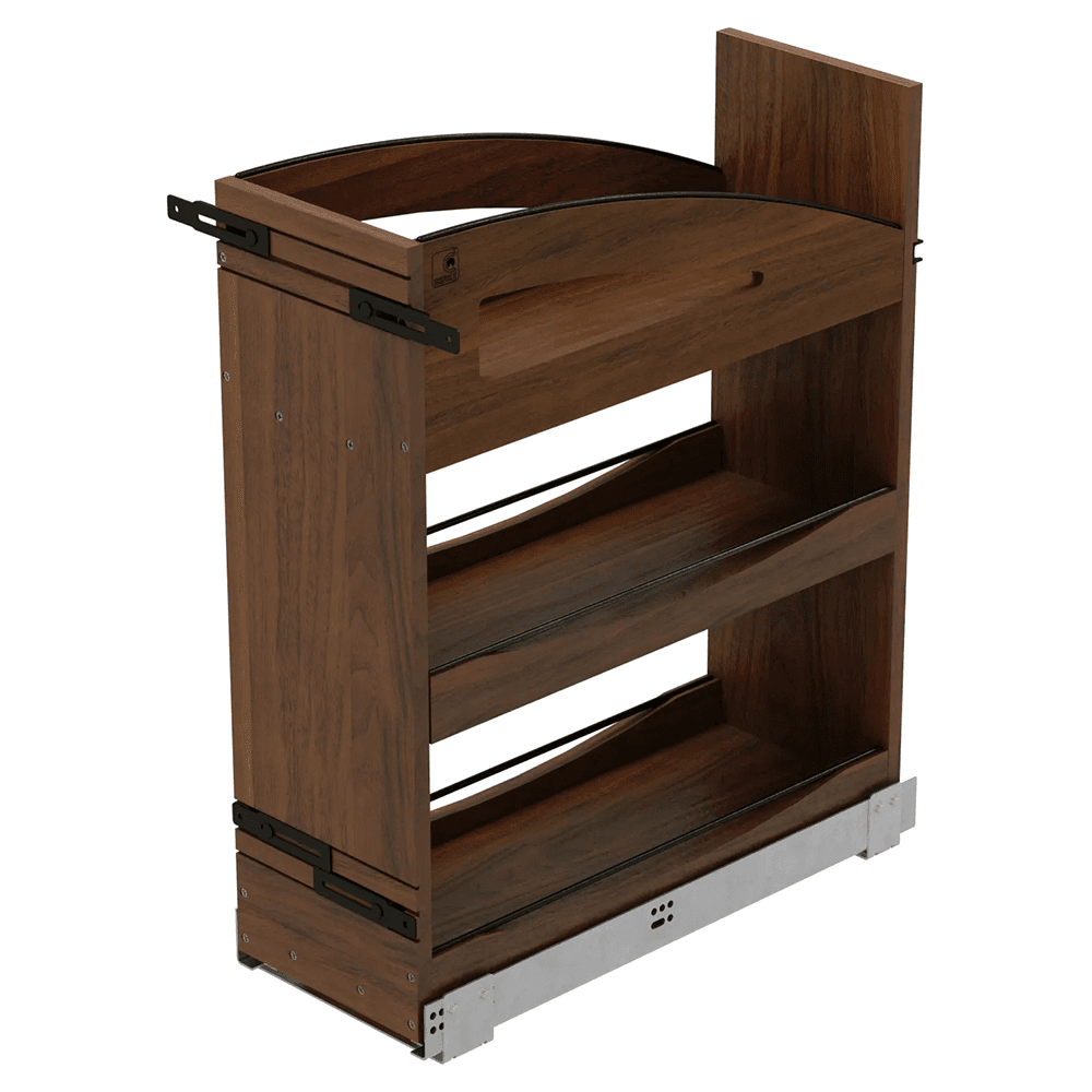 8" Craftsman Base Cabinet Pullout Organizer with Black Accents for 12" Base Cabinets, Dark Brown Main - Image