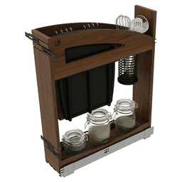 5" Craftsman Knife Block Pullout Organizer with Black Accents for 9" Base Cabinets, Dark Brown Alt 5 - Image