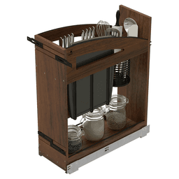 8" Craftsman Knife Block Pullout Organizer with Black Accents for 12" Base Cabinets, Dark Brown Alt 5 - Image