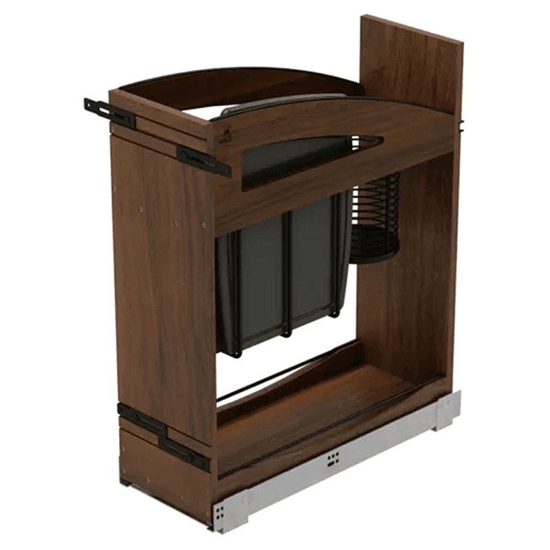 8" Craftsman Knife Block Pullout Organizer with Black Accents for 12" Base Cabinets, Dark Brown Main - Image