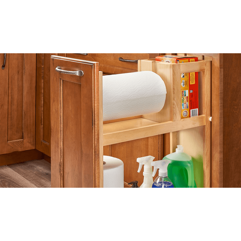 8-3/4" x 2-Shelf Paper Towel Pullout Organizer with BlueMotion Soft-closing, Maple - Alt Image 3