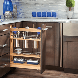 11-3/4" 3-Shelf Base Cabinet Pullout with Utensil Bin/Soft-Close, Semi-gloss - Alt Image 1