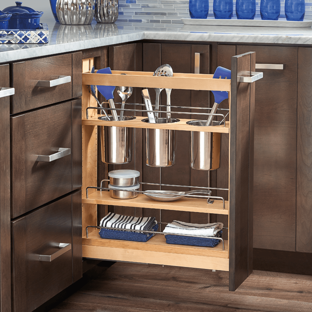 8-3/4" Pullout Organizer with BLUMOTION Soft-Closing, Wood - Alt Image 4