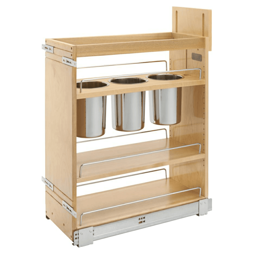 10-1/8" 3-Shelf Base Cabinet Pullout with Utensil Bin/Soft-Close, Semi-gloss - Main Image