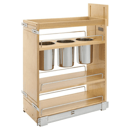 10-1/8" 3-Shelf Base Cabinet Pullout with Utensil Bin/Soft-Close, Semi-gloss - Main Image