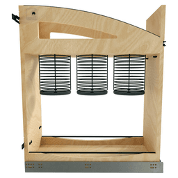 8" Craftsman Utensil Pullout Organizer with Black Accents for 12" Base Cabinets, Light Brown Alt 1 - Image