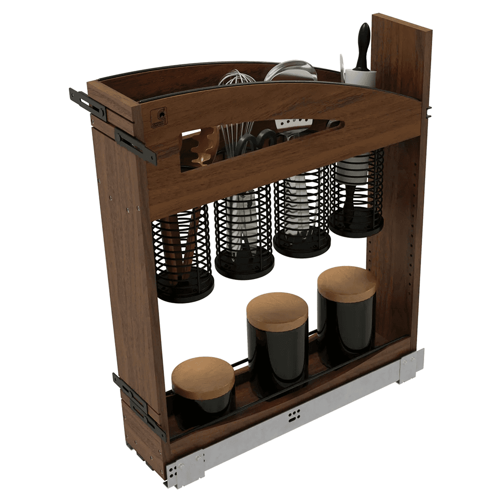 5" Craftsman Utensil Pullout Organizer with Black Accents for 9" Base Cabinets, Dark Brown Alt 6 - Image