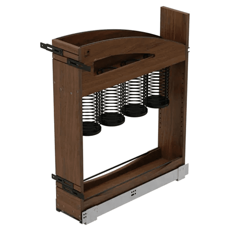 5" Craftsman Utensil Pullout Organizer with Black Accents for 9" Base Cabinets, Dark Brown Main - Image