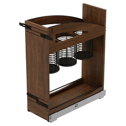 8" Craftsman Utensil Pullout Organizer with Black Accents for 12" Base Cabinets, Dark Brown Main - Image