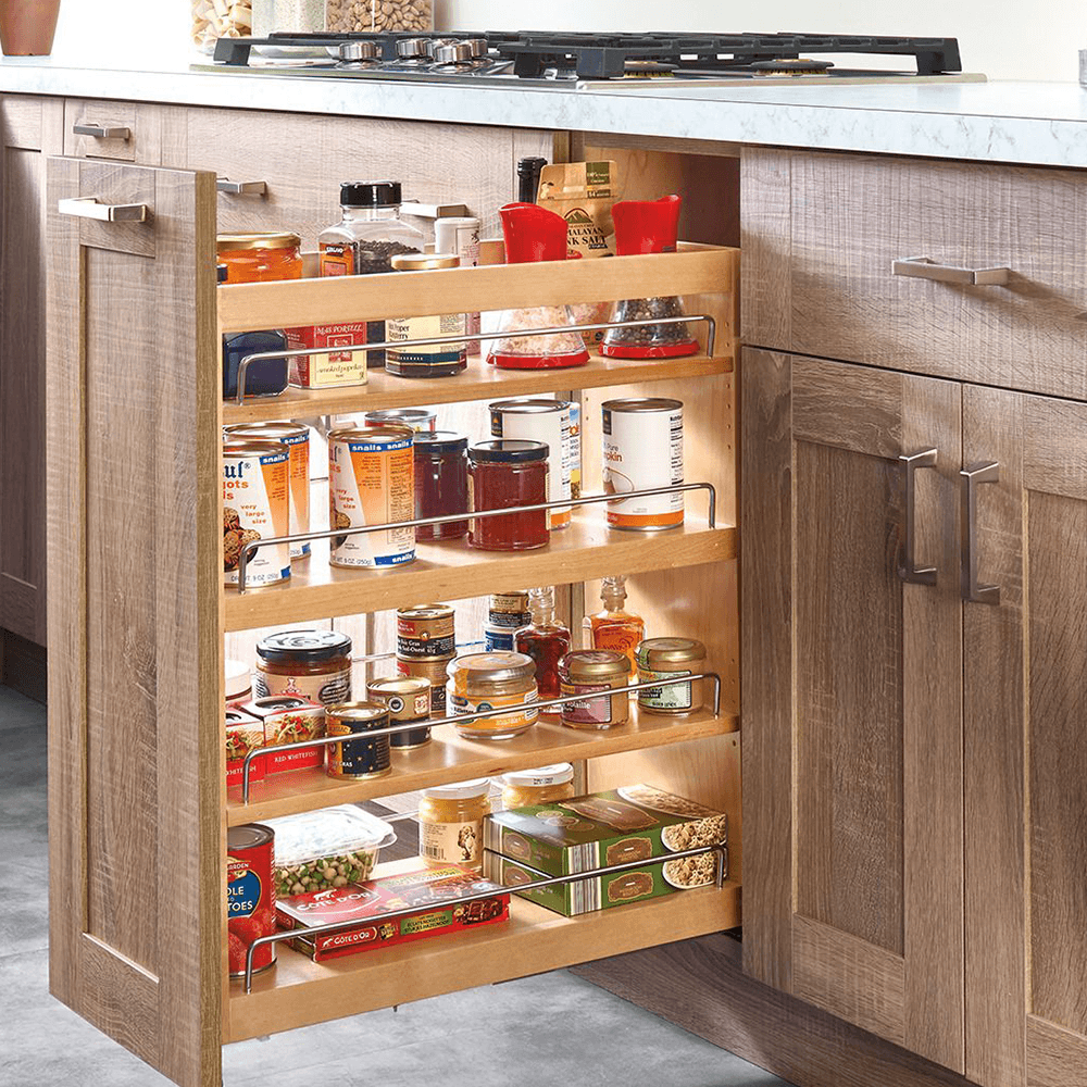7-1/2" 3-Shelf Side/Bottom Mount Pullout Organizer with BLUMOTION Soft-Closing, Semi-gloss - Alt Image 1