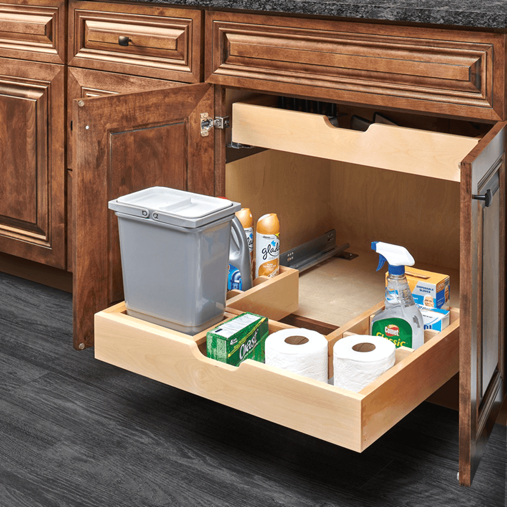 27-1/2" U-Vanity Pullout Organizer with BLUMOTION Soft-Closing, Wood - Alt Image 1