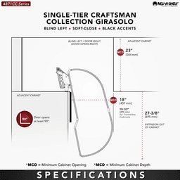 18" One-Tier Craftsman Collection Girasolo with Soft-Close/Black Accents for Right Opening/Blind Right Corner Cabinet, Dark Brown Alt 1 - Image