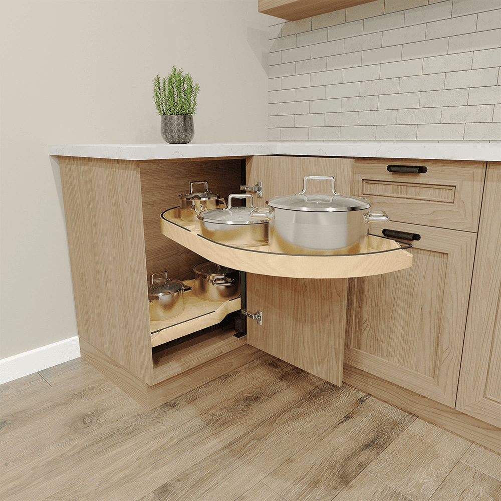 12" Two-Tier Craftsman Collection Girasolo with Soft-Close/Black Accents for Left Opening/Blind Right Corner Cabinet, Light Brown Alt 4 - Image