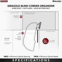 15" Two-Tier Craftsman Collection Girasolo with Soft-Close/Black Accents for Left Opening/Blind Right Corner Cabinet, Light Brown Alt 5 - Image