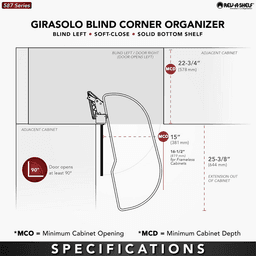 15" Two-Tier Craftsman Collection Girasolo with Soft-Close/Black Accents for Right Opening/Blind Right Corner Cabinet, Light Brown Alt 5 - Image