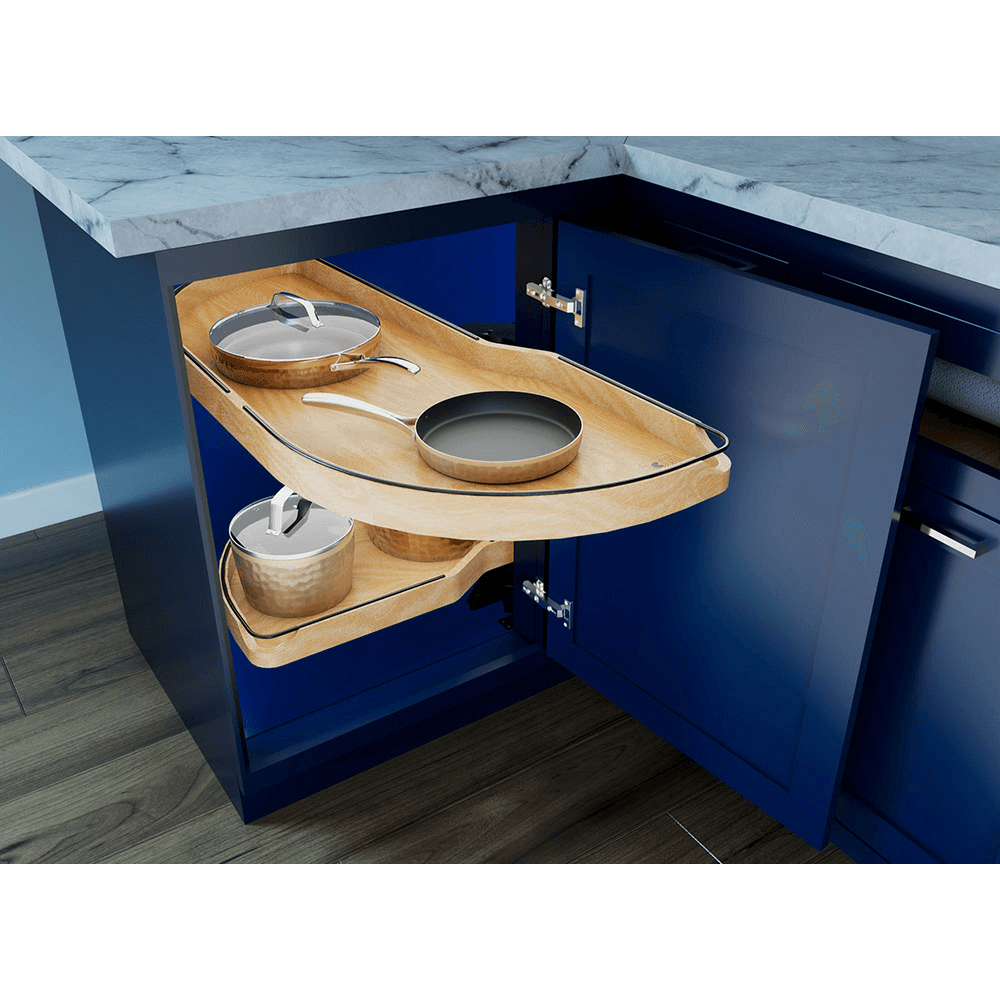 18" Two-Tier Craftsman Collection Girasolo with Soft-Close/Black Accents for Left Opening/Blind Right Corner Cabinet, Light Brown Alt 4 - Image