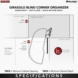 18" Two-Tier Craftsman Collection Girasolo with Soft-Close/Black Accents for Left Opening/Blind Right Corner Cabinet, Light Brown Alt 6 - Image