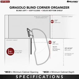 18" Two-Tier Craftsman Collection Girasolo with Soft-Close/Black Accents for Right Opening/Blind Right Corner Cabinet, Light Brown Alt 5 - Image