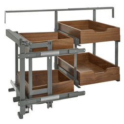 Right-Hand Blind Corner Cabinet Organizer with Soft-Closing for 17-1/2" Cabinet Opening, Walnut - Alt Image 1