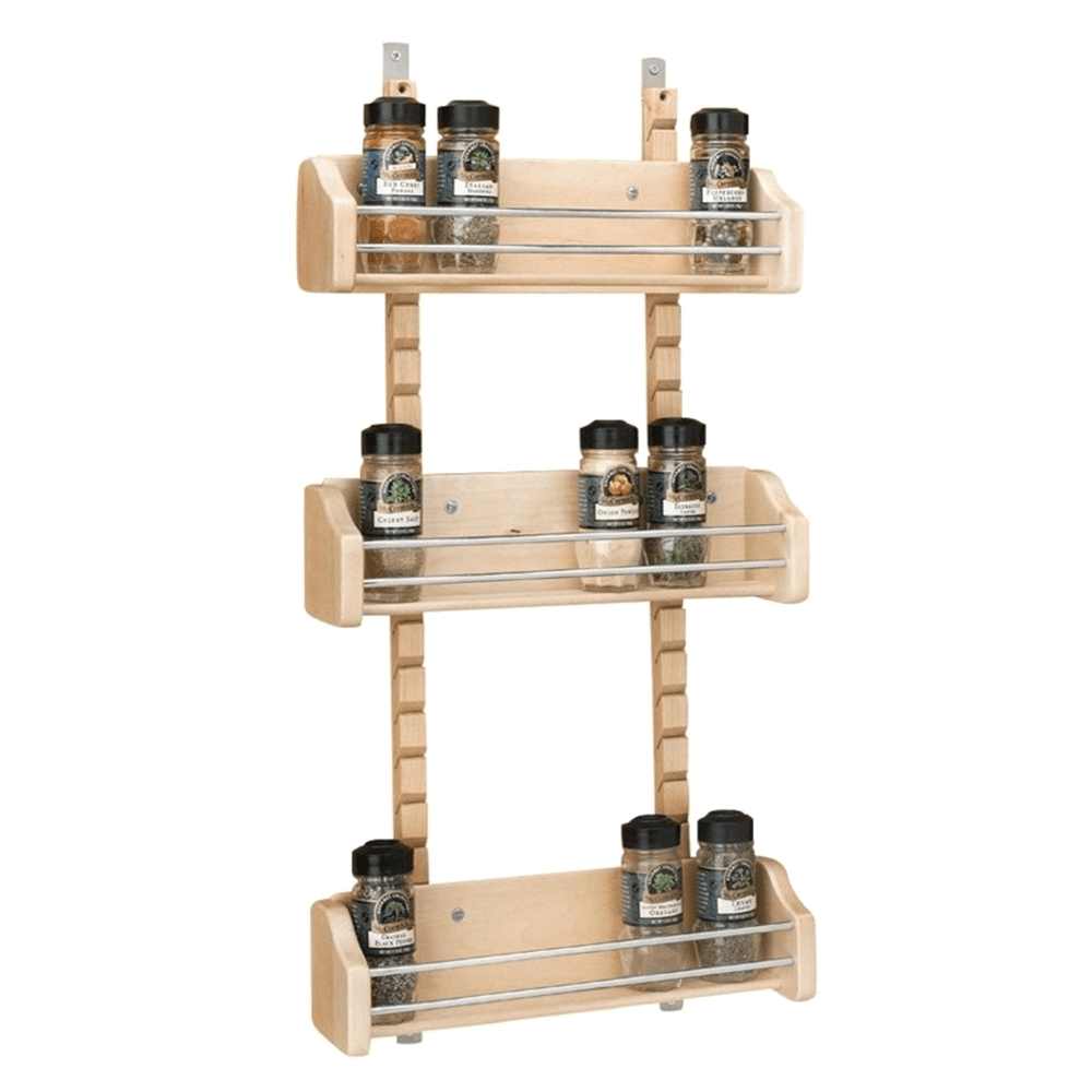 10-1/8" 3-Tier Wood Door-Mount Adjustable Spice Rack, Chrome Alt 1 - Image