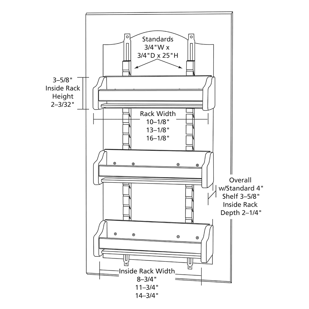 10-1/8" 3-Tier Wood Door-Mount Adjustable Spice Rack, Chrome Alt 3 - Image