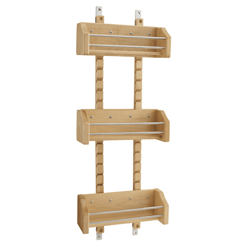 10-1/8" 3-Tier Wood Door-Mount Adjustable Spice Rack, Chrome Main - Image