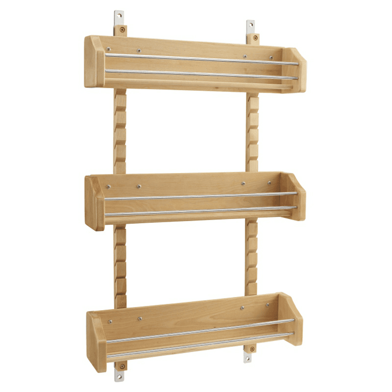 16-1/8" 3-Tier Wood Door-Mount Adjustable Spice Rack, Chrome Main - Image