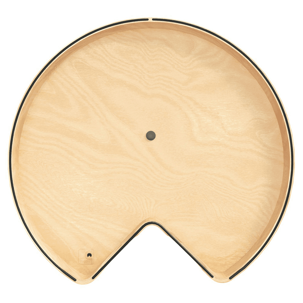 28" Craftsman Kidney Lazy Susan for Corner Base Cabinet with Swivel Bearing/Black Accent, Light Brown Alt 1 - Image