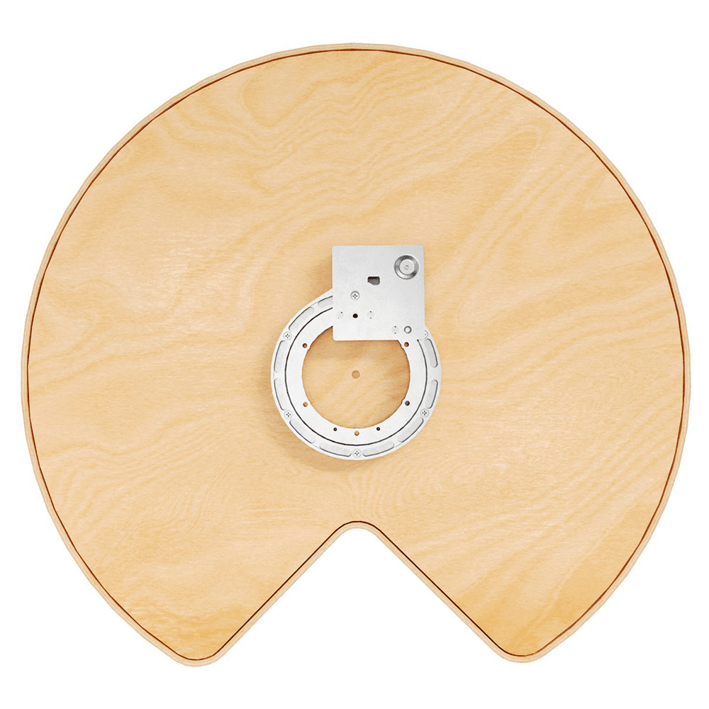 28" Craftsman Kidney Lazy Susan for Corner Base Cabinet with Swivel Bearing/Black Accent, Light Brown Alt 2 - Image