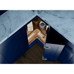 28" Craftsman Kidney Lazy Susan for Corner Base Cabinet with Swivel Bearing/Black Accent, Light Brown Alt 7 - Image