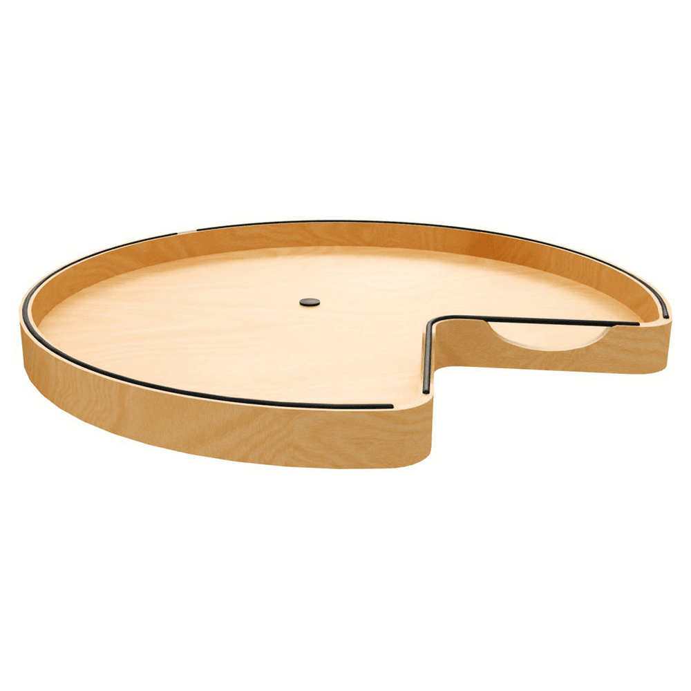 28" Craftsman Kidney Lazy Susan for Corner Base Cabinet with Swivel Bearing/Black Accent, Light Brown Main - Image