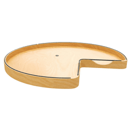 32" Craftsman Kidney Lazy Susan for Corner Base Cabinet with Swivel Bearing/Black Accent, Light Brown Main - Image