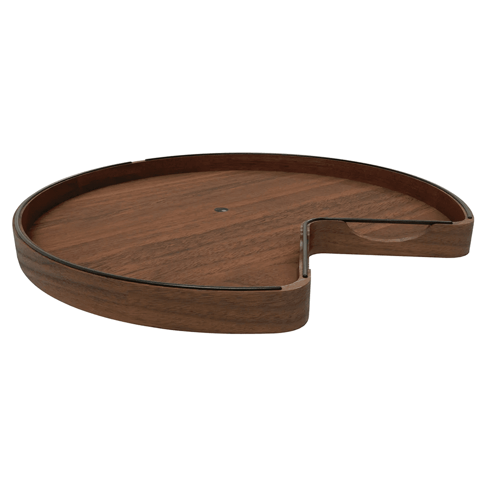 28" Kidney 1 Tray Wood Lazy Susan with Steel Swivel Bearing Main - Image