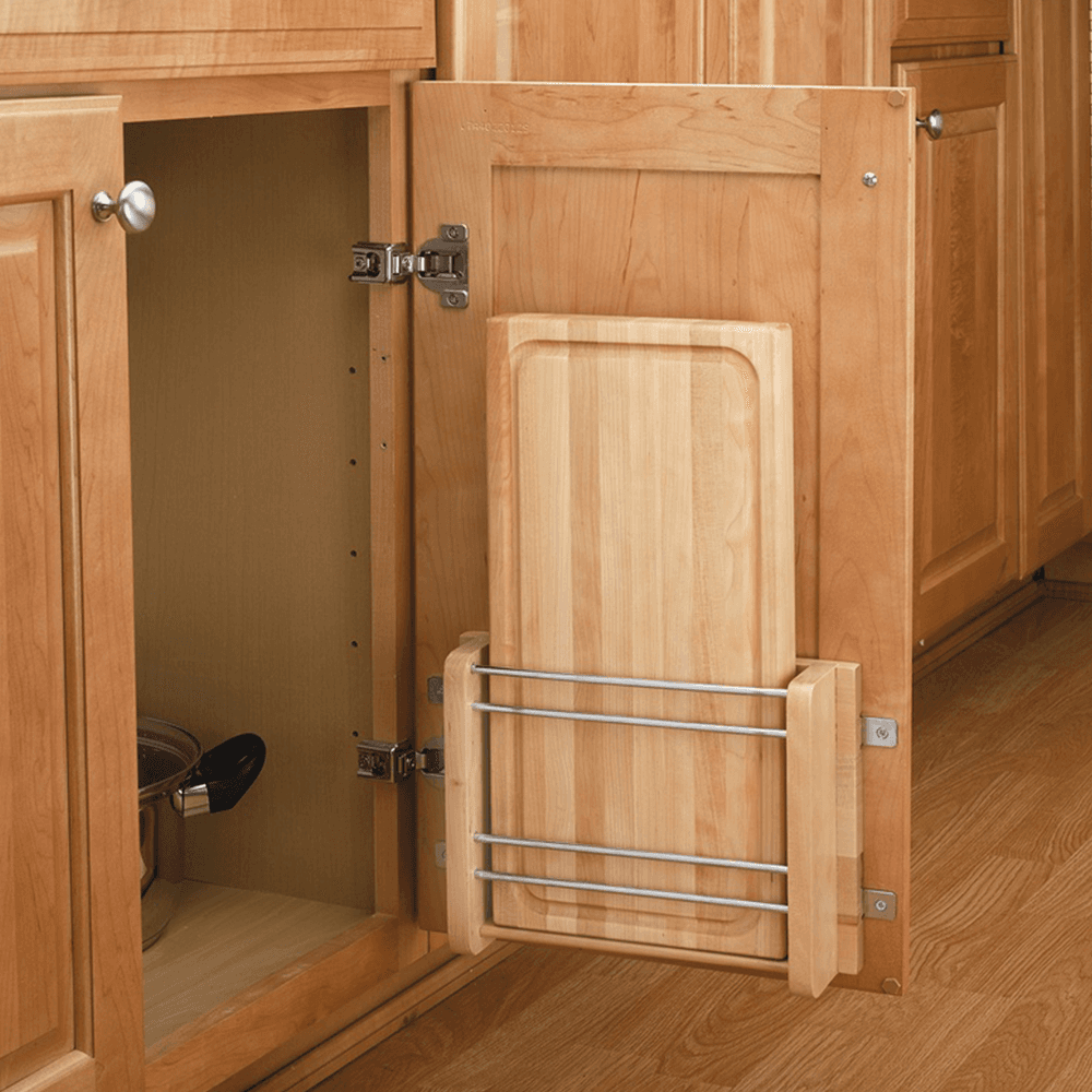 13-1/2" Door-Mount Rack with Wood Cutting Board - Alt Image 2