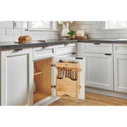 13-1/2" 4DMKB Door-Mount Tip-Out Knife Storage Organizer, Clear Polyurethane Alt 2 - Image