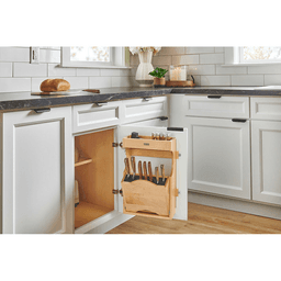 13-1/2" 4DMKB Door-Mount Tip-Out Knife Storage Organizer, Clear Polyurethane Alt 3 - Image
