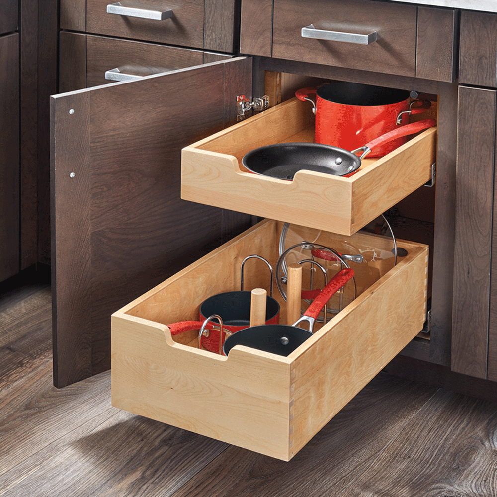 14-3/4" 2-Tier Pilaster Drawer System Set with BLUMOTION Soft-Closing, Wood - Alt Image 2