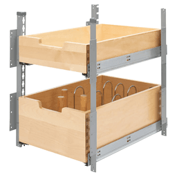 16-1/2" - 17-7/16" 2-Tier Pilaster Drawer System Set with BLUMOTION Soft-Closing, Wood Main - Image