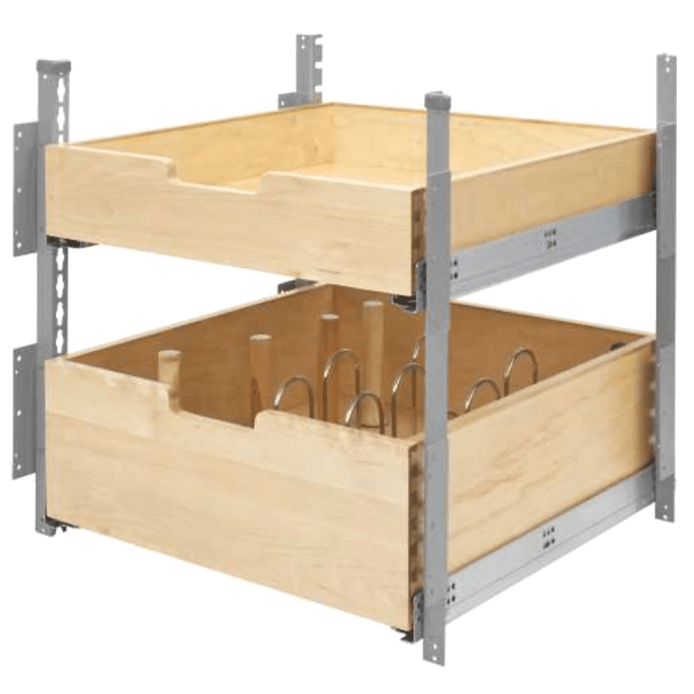 20-3/4" 2-Tier Pilaster Drawer System Set with BLUMOTION Soft-Closing, Wood - Main Image