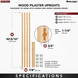 42-5/16" x 7/8" 4PILU Wood Pilaster System, Light Brown Alt 9 - Image