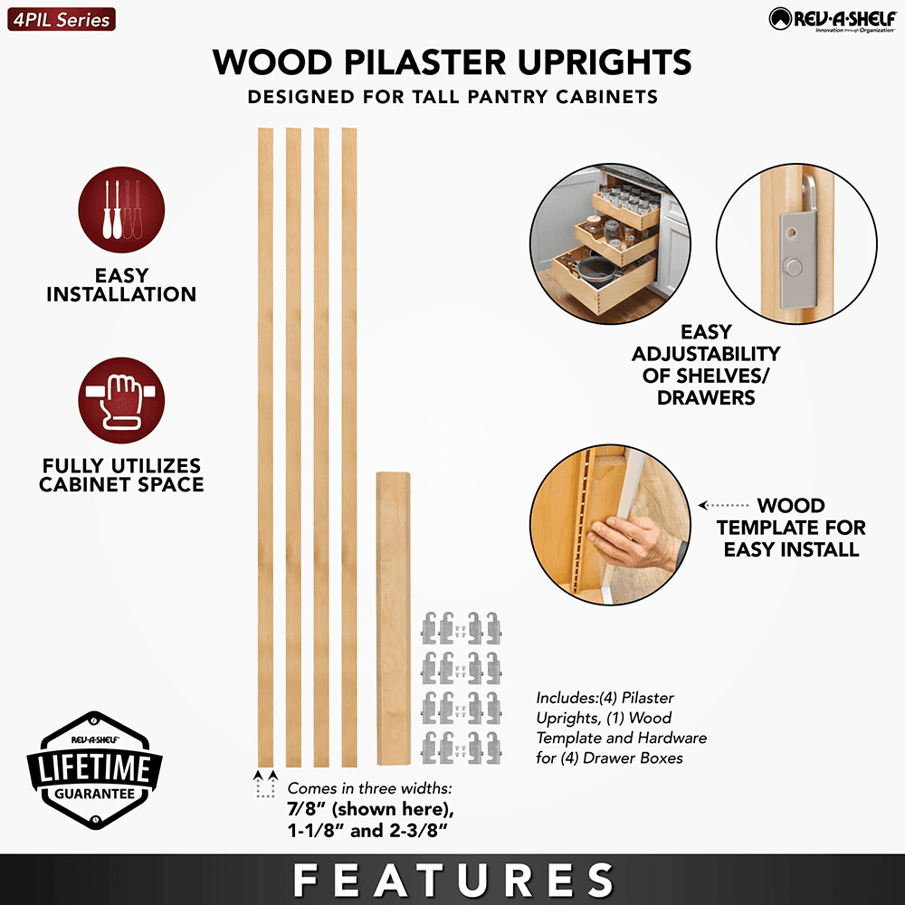 42-5/16" x 2-3/8" 4PILU Wood Pilaster System, Light Brown Alt 8 - Image