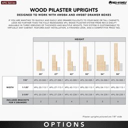 49-7/8" x 7/8" 4PILU Wood Pilaster System, Light Brown Alt 10 - Image