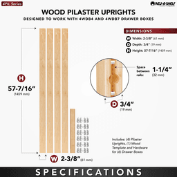 57-7/16" x 2-3/8" 4PILU Wood Pilaster System, Light Brown Alt 7 - Image