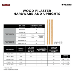 19-5/8" x 1-1/8" 4PILU Wood Pilaster System, Light Brown (40/Box) Alt 1 - Image
