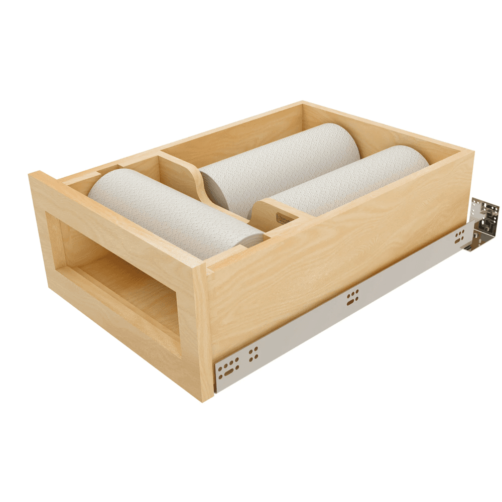 Paper Towel Drawer Pullout, Maple - With Paper Towels