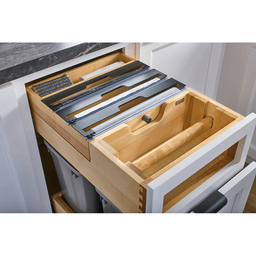 15" Paper Towel/Foil Wrap Tiered Drawer System with BLUM Soft-Close Slides for 18" Base Cabinets, Light Brown Alt 10 - Image